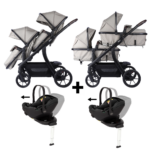 Kinderwagen Novi Baby® Pacific Premium Duo Solid Sand + Autostoel Joy Pro Glide 360°&Base 2 st.