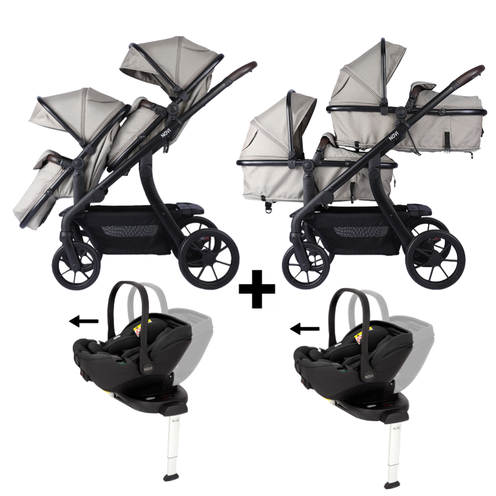 Kinderwagen Novi Baby® Pacific Premium Duo Solid Sand + Autostoel Joy Pro Glide 360°&Base 2 st. Kinderwagen Novi Baby® Pacific Premium Duo Solid Sand + Autostoel Joy Pro Glide 360°&Base 2 st. - Afbeelding 1