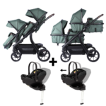 Kinderwagen Novi Baby® Pacific Premium Duo Solid Green + Autostoel Joy Pro Glide 360°&Base 2st.