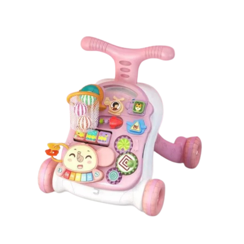 pink_0849a510-27e0-4cee-9991-70d80cedb5f8 BrightNest– Veilig&Interactief– 3-in-1 Looptrainer en Speelcentrum Roze | Educatief Speelgoed - Afbeelding 1