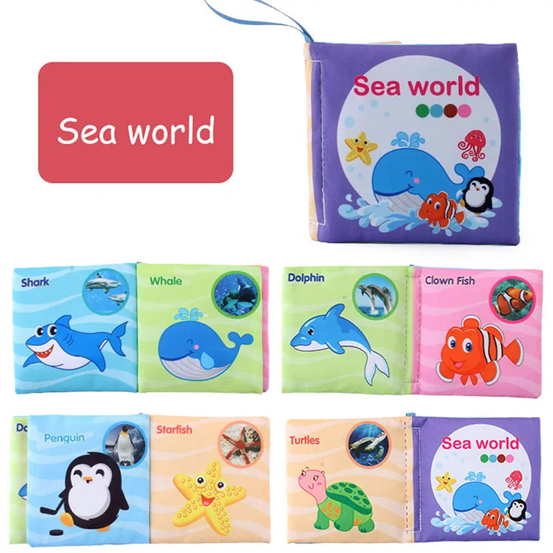 sea_world_s Soft Tail Book™ – Zachte Staartpret – Sensorisch Dieren Babyboekje Zee Wereld Klein | Educatief Speelgoed - Afbeelding 1
