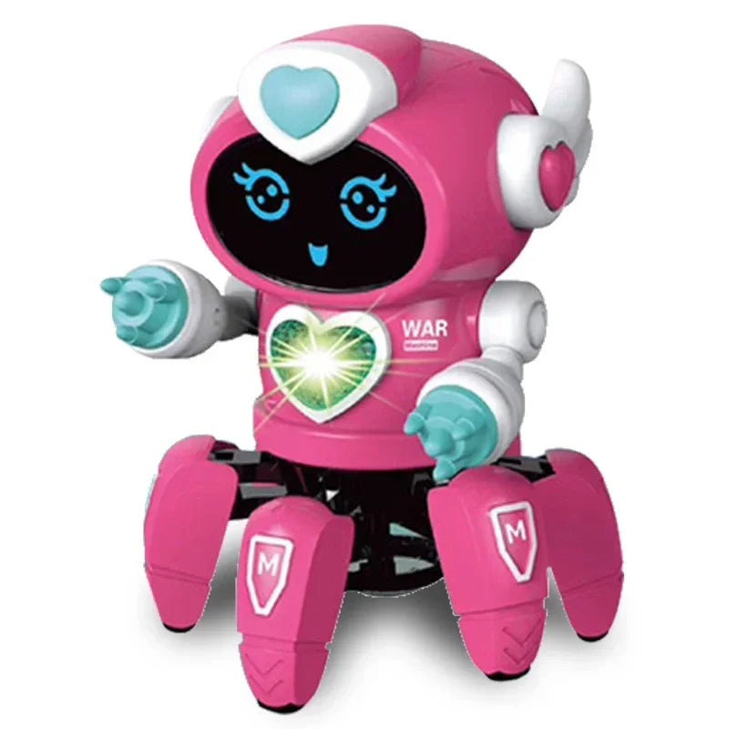 smile_rose_red Dancing Spin Robot™ - Lichtjes en Dansjes - Speelgoedrobot Klauw Donkerroze | Educatief Speelgoed - Afbeelding 1