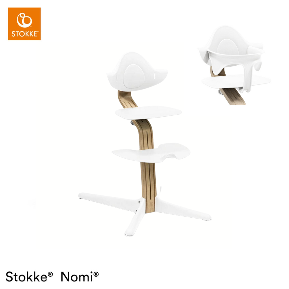 Kinderstoel Stokke® Nomi White/Oak + GRATIS Babyset Kinderstoel Stokke® Nomi White/Oak + GRATIS Babyset - Afbeelding 1