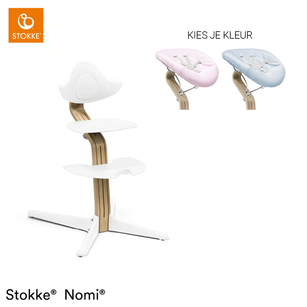 Kinderstoel Stokke® Nomi White/Oak met Newbornset Kinderstoel Stokke® Nomi White/Oak met Newbornset - Afbeelding 1