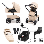 Kinderwagen The Jiffle Wagon 2 Clay + Autostoel Pebble 360 Pro2 en Slide Tech Base + Accessoires