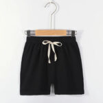 Mini Fashion™ - Sneldrogend Materiaal - Katoen-linnen Short Zwart / 110 (2 jaar) | Educatief Speelgoed