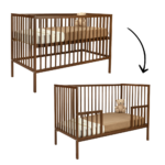 Meegroei Ledikant Colorfull Home Linea Classic Daphne Walnut 60x120 + Matras&Bedaankleding