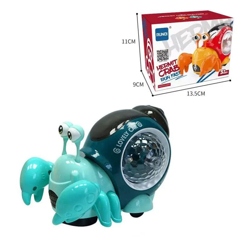 with_box_2 Music Snail™ - Lichtgevend Speelmaatje - Speelgoed Slak&Krab Krab Blauw | Educatief Speelgoed - Afbeelding 1