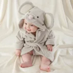 CozyNest– Zacht&Absorberend– Badjas met Dierendesign Grijze muis / 110 (4–6 jaar) | Educatief Speelgoed