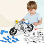 RaceBuilder– Cool&Creatief– Multi-Shape Bouwkit Blauwe motorfiets | Educatief Speelgoed