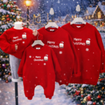 FamXmas– Kerst Romper&Trui voor de hele familie Rood / 130 (6 Jaar) - Trui | Educatief Speelgoed