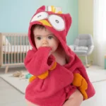 CozyNest– Zacht&Absorberend– Badjas met Dierendesign Rode Uil / 110 (4–6 jaar) | Educatief Speelgoed