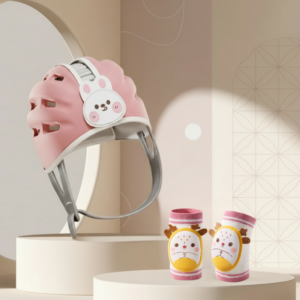 MiniShield– Licht&Ademend– Hoofdbeschermer voor Kinderen Konijn + 2x kniestukken | Educatief Speelgoed