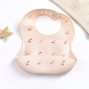 Silicone Bib - Waterdicht&Modieus - Silicone Baby Slabbetje Kers | Educatief Speelgoed