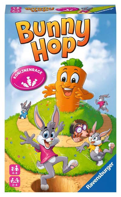 Bunny Hop Konijnenrace (pocketspel) - Ravensburger Bordspel Bunny Hop Konijnenrace (pocketspel) - Ravensburger Bordspel - Afbeelding 1