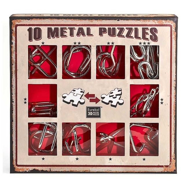 10 Metalen puzzels (rode doos) - Eureka Denkpuzzel|3d Puzzel 10 Metalen puzzels (rode doos) - Eureka Denkpuzzel|3d Puzzel - Afbeelding 1