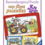 Graafmachine, tractor en kiepauto (3x 6) - Ravensburger  Inlegpuzzel|Legpuzzel