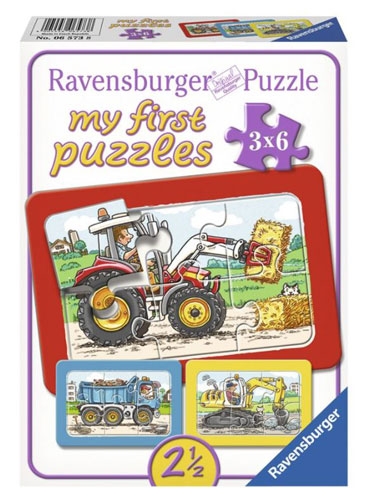 Graafmachine Graafmachine, tractor en kiepauto (3x 6) - Ravensburger Inlegpuzzel|Legpuzzel - Afbeelding 1